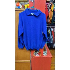 L vintage blue Helen Suit collared sweater